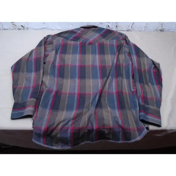 VTG Wrangler Shirt Mens XL Red Pearl Snap X-Long Tails Cowboy Western USA Made - Picture 9 of 9